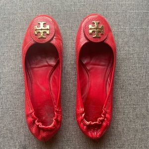 Tory Burch Red Patent Leather Ballet Flats